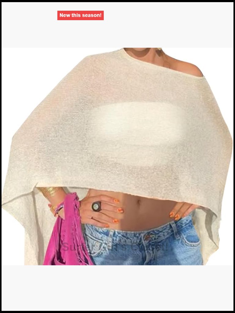 Off Shoulder Sheer Crochet Poncho Cover Up Top Summer Beach Vacation